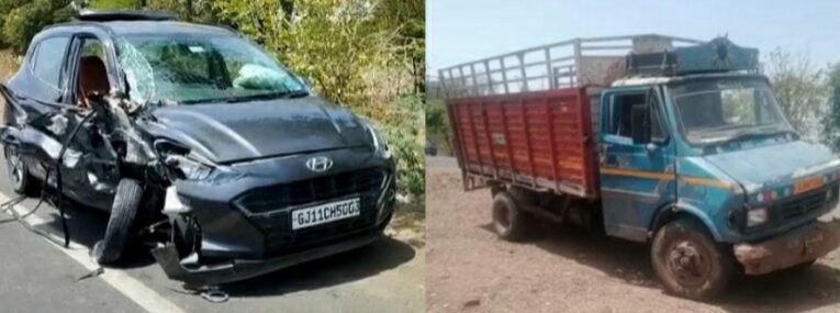 જસદણ બાયપાસ રોડ પર અકસ્માત સર્જાયો કાર અને ટ્રક વચ્ચે અકસ્માત કાર ચાલકને ગંભીર ઈજા.